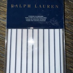 Ralph Lauren Prescott Standard NIP Navy &White Striped Pillowcases